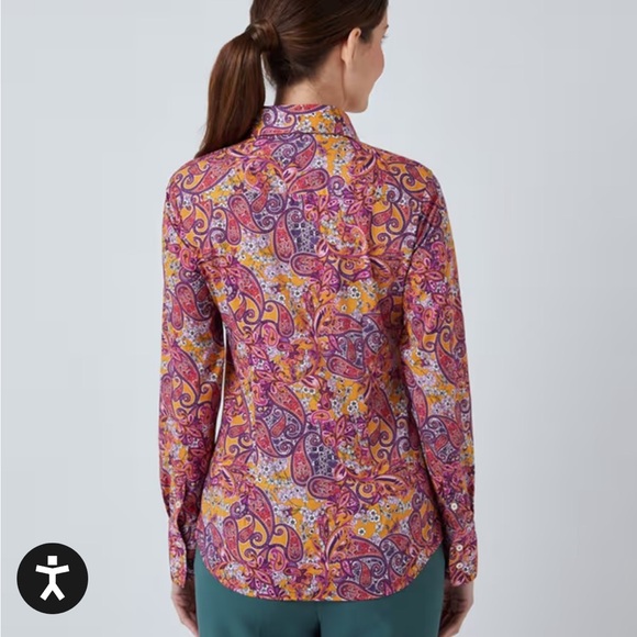 HAWES & CURTIS Mustard and Purple Floral Paisley Fitted Button Down Shirt UK 10 - Picture 2 of 11